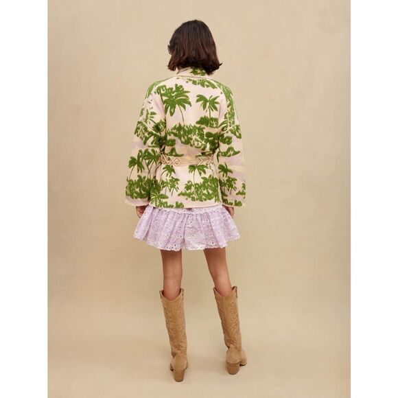 Maje Maloas Imprime Macrame Aloha Beige Belted Cardigan Jacket NEW - Picture 3 of 11